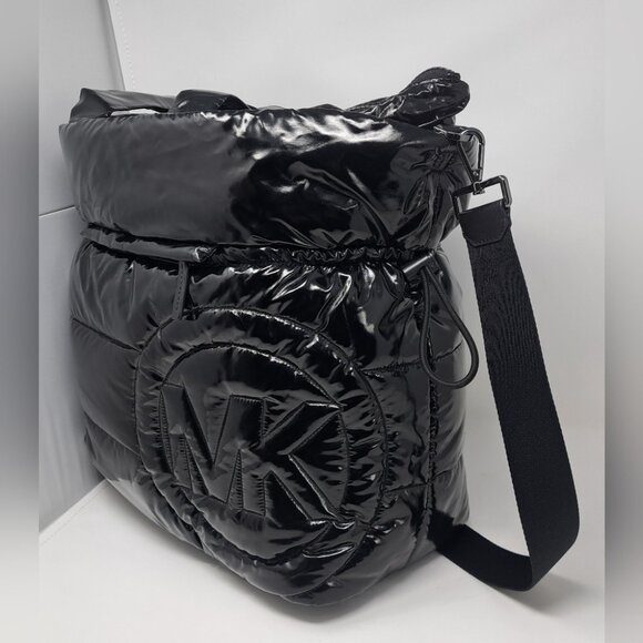 Michael Kors Rae Black Quilted Nylon Extra Large Drawstring Tote Shoulder Bag - Picture 11 of 16